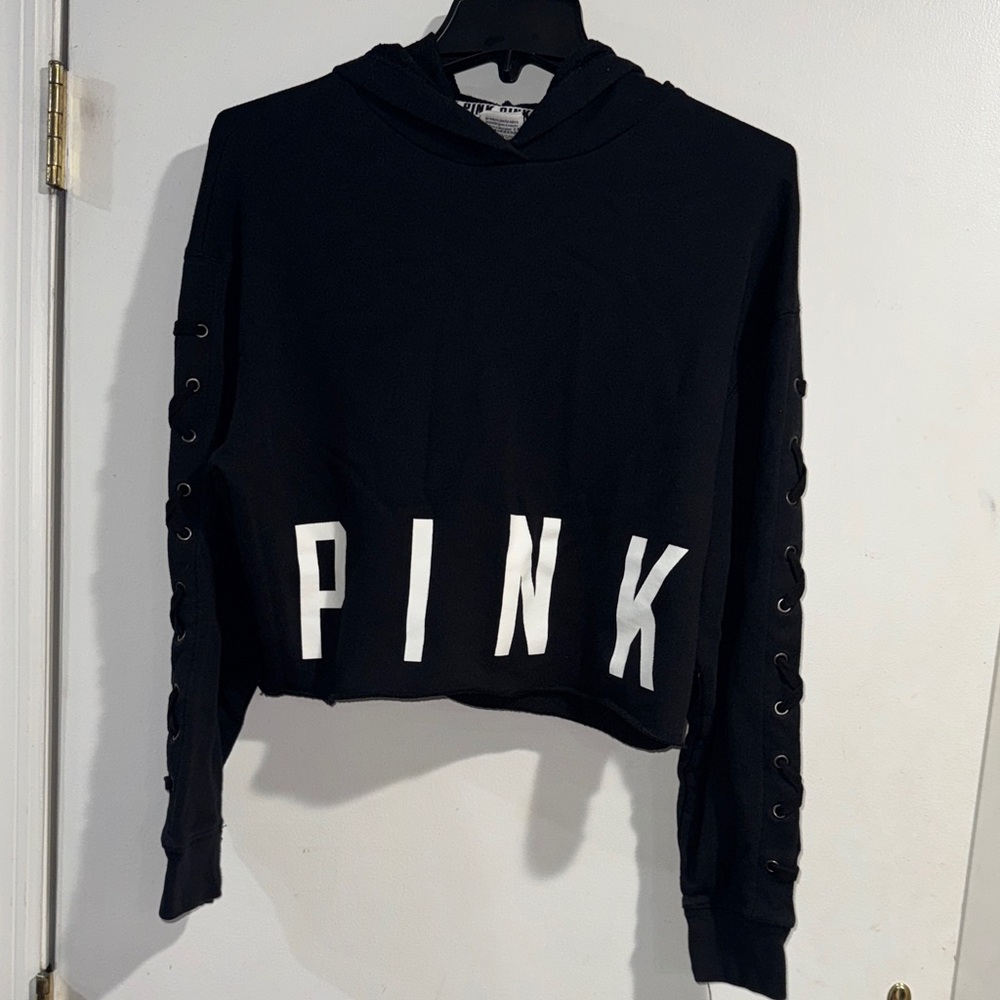 PINK Victoria's Secret Black Cropped Hoodie